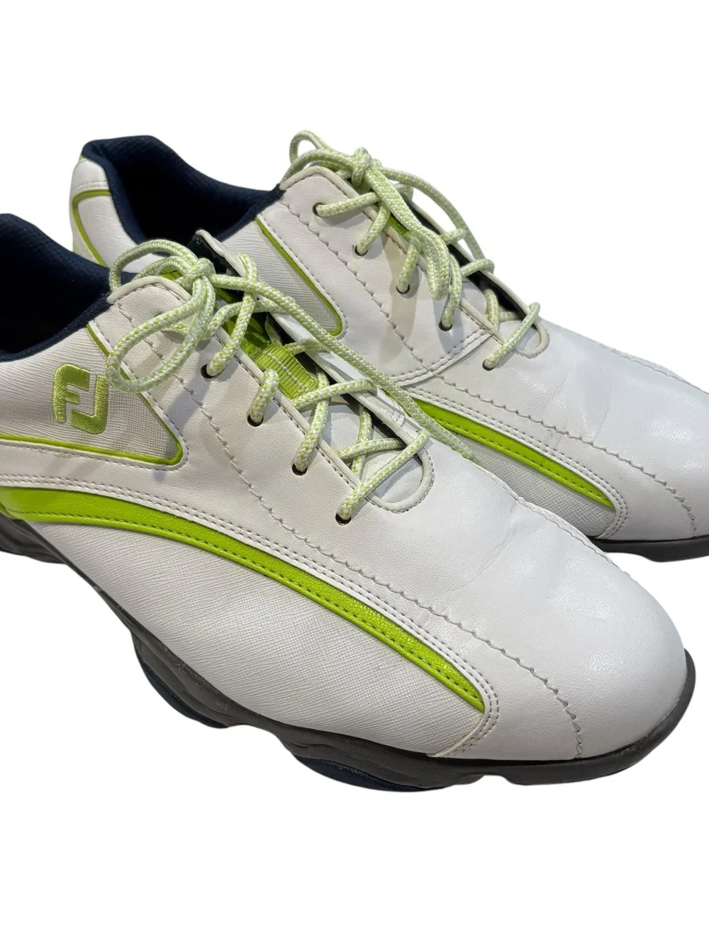 FootJoy GreenJays Golf Shoes White Green Mens Size 11 M Cleated Leather 58008